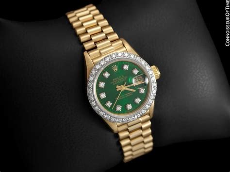 emerald green rolex band gold watch|real diamond rolex watches.